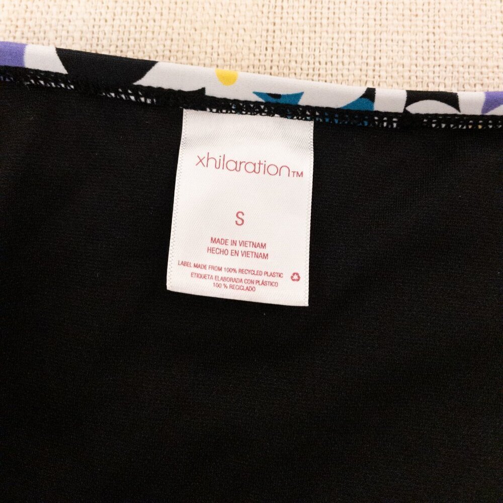 Floral Bikini Bottom Xhilaration Size Small Black White Purple Blue Daisies - Picture 3 of 3